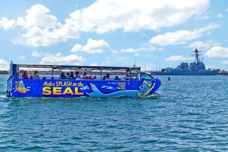 San Diego SEAL Tour vehicle in the water